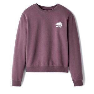 Roots Women's Classic Logo Plum Purple Crew Neck Sweater Sweatshirt